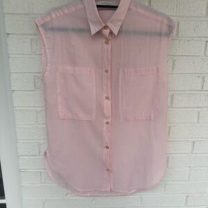 Tela Sheer Blush Pink Sleeveless Button-Front Blouse XS